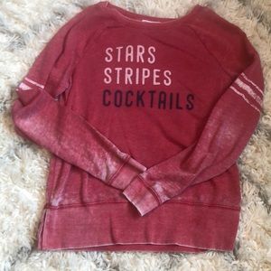 Grayson Threads “Stars, Stripes, and Cocktails” Pullover Sweatshirt Medium Red